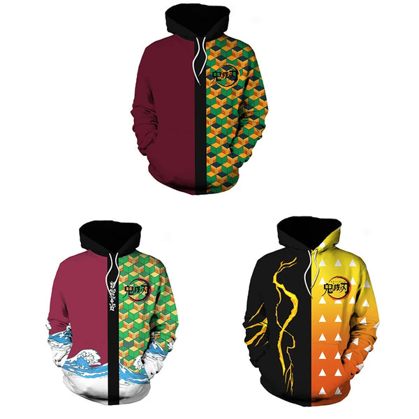 Demon Slayer Kimetsu No Yaiba 3D Anime Hoodie – Agatsuma Zenitsu & Tomioka Giyuu Cosplay Jacket