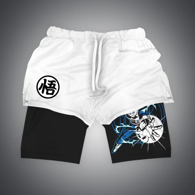 New Dragon Ball Son Goku Shorts Anime Men Double Layer Sports Short Pants Sportswear Jogger Breathable Beach Pants