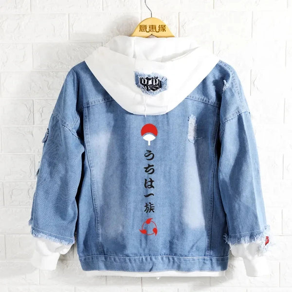 Anime Ninja Rikudou Senni Uchiha Denim Hoodie Coat – Men's & Women's Fashion Jacket