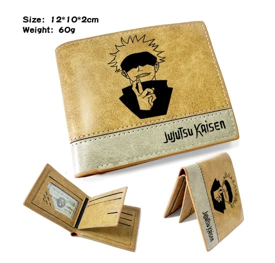 Anime demon slayer Man Bifold Wallets Khaki Card Holders Coin Purse