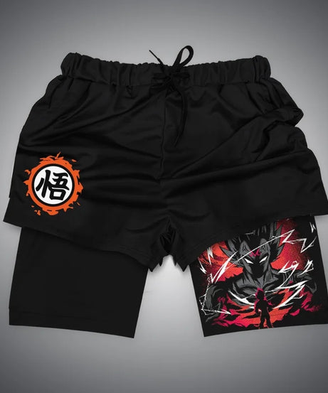 New Dragon Ball Son Goku Shorts Anime Men Double Layer Sports Short Pants Sportswear Jogger Breathable Beach Pants