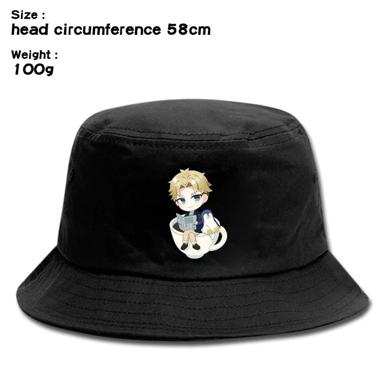 Anime Spy X Family Creative Peripheral Cute Outdoor Leisure Sunscreen Hat Art Versatile Cartoon Printed Fisherman's Hats