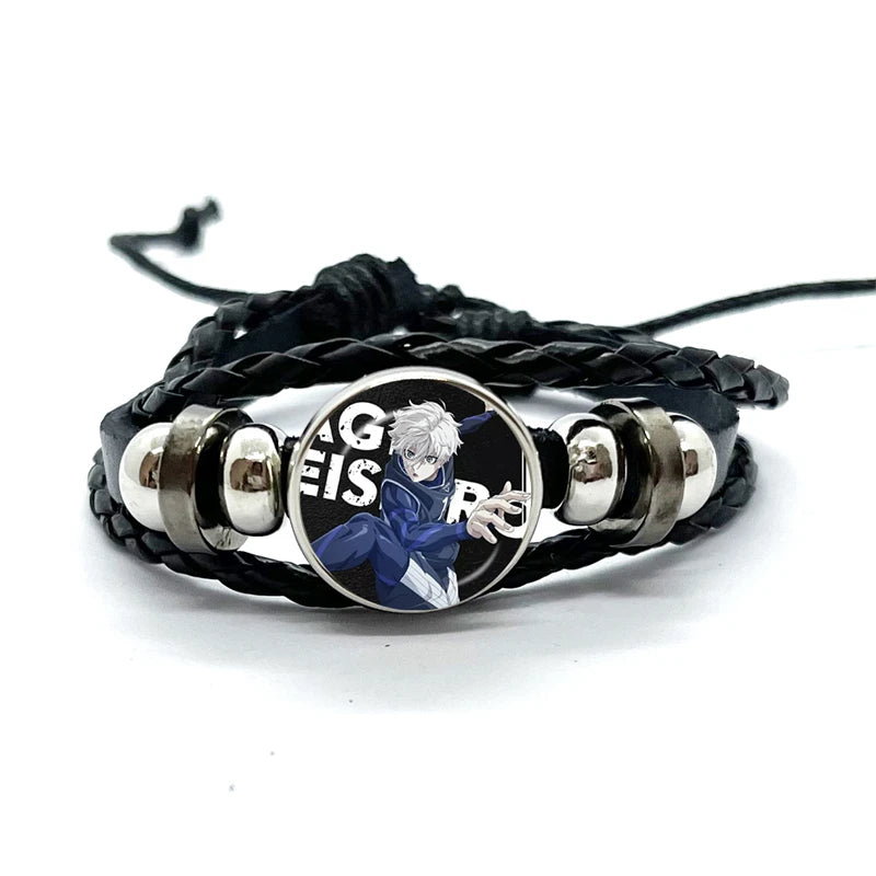 Anime Blue Lock Isagi Yoichi Chigiri Bachira Leather Bracelet Cosplay Unisex Adjustable Punk Wristband Jewelry Props