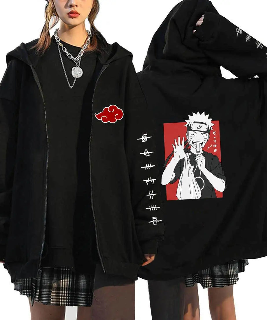 Autumn Zip Up Jacket Anime Naruto Figures Sweatshirt Men Women Plus Size Casual Clothing Harajuku Coat Halloween Gifts