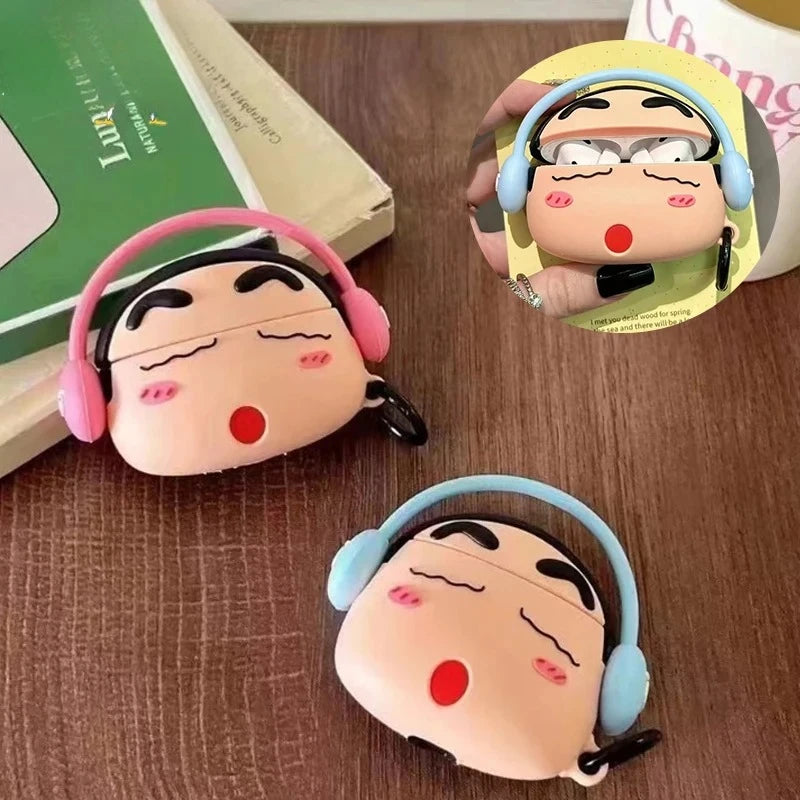 Crayon ShinChans Case for Apple AirPods 1 2 3 Airpod Pro3D Key Chain Wireless Earphone Bluetooth Headset Silicone Cover