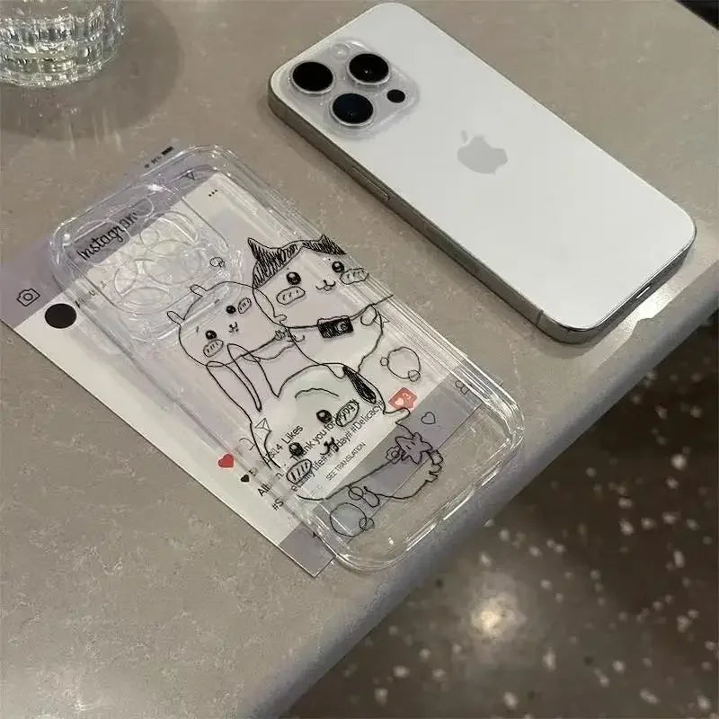 Kawaii Chiikawa Phone Case for Iphone 16 15 14 13 12 11 Pro Max Anime Transparent All-inclusive Cover for Iphone 16pro 15pro