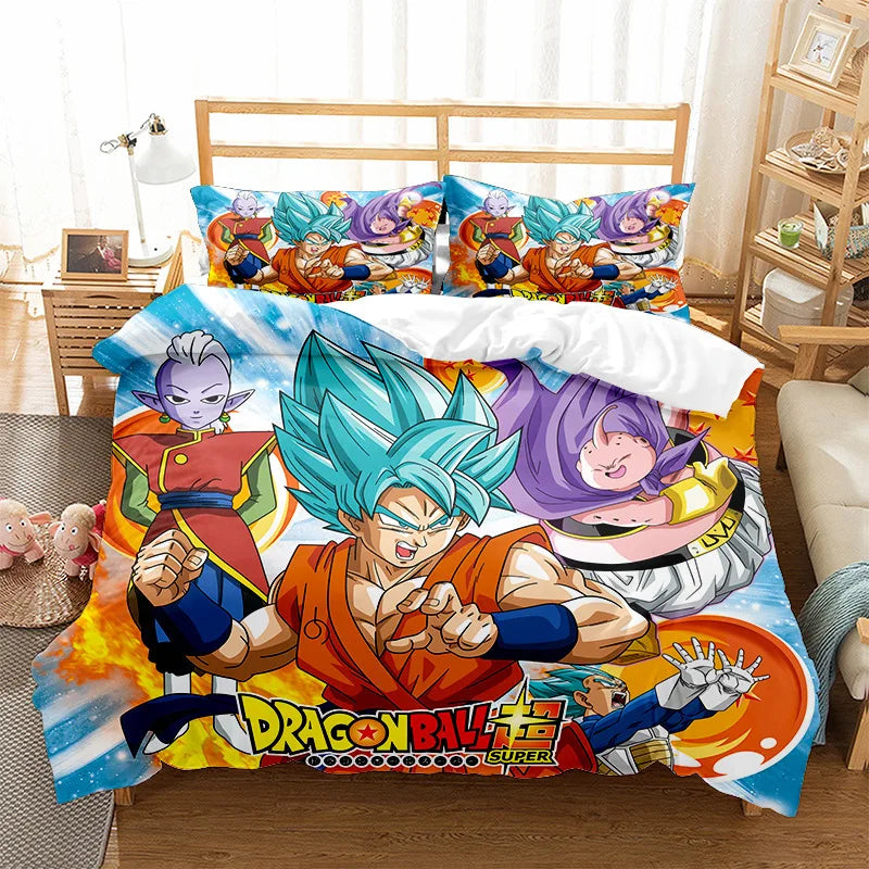 Anime Dragon Ball Duvet Comforter Quilt Cover Set Super Saiyan Bedding Set Anime Car Bed Bedroom Home Children Bedroom Gifts