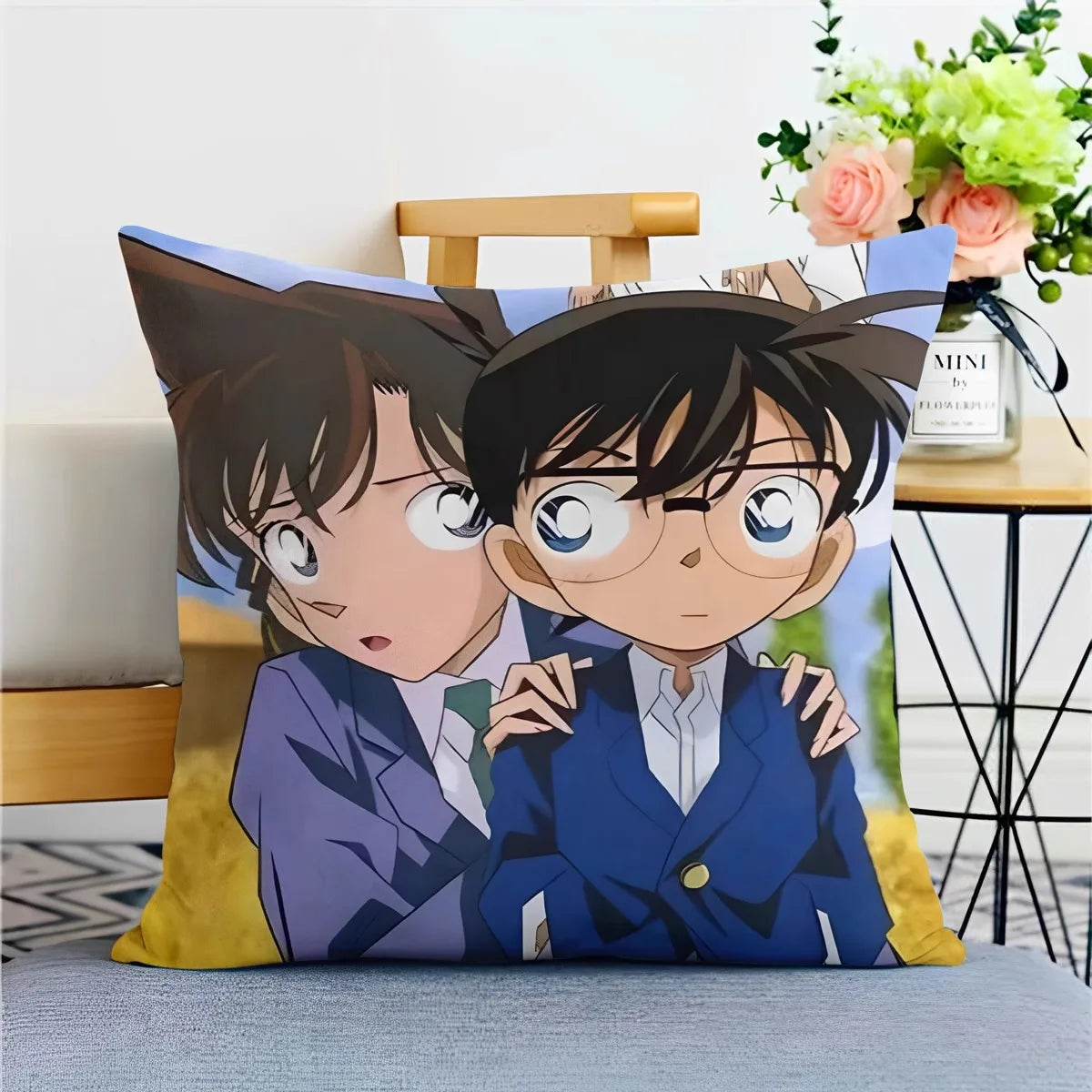 Detective Conan Pillowcase – Soft Anime Cushion Cover with Zipper for Sofa & Bedroom Decor