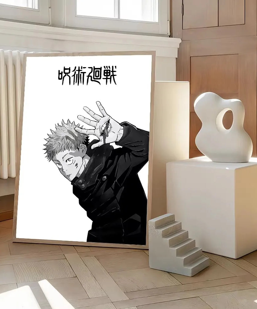 Jujutsu Kaisen Canvas Art – Itadori, Gojo, Fushiguro & Toji Anime Poster (Unframed)