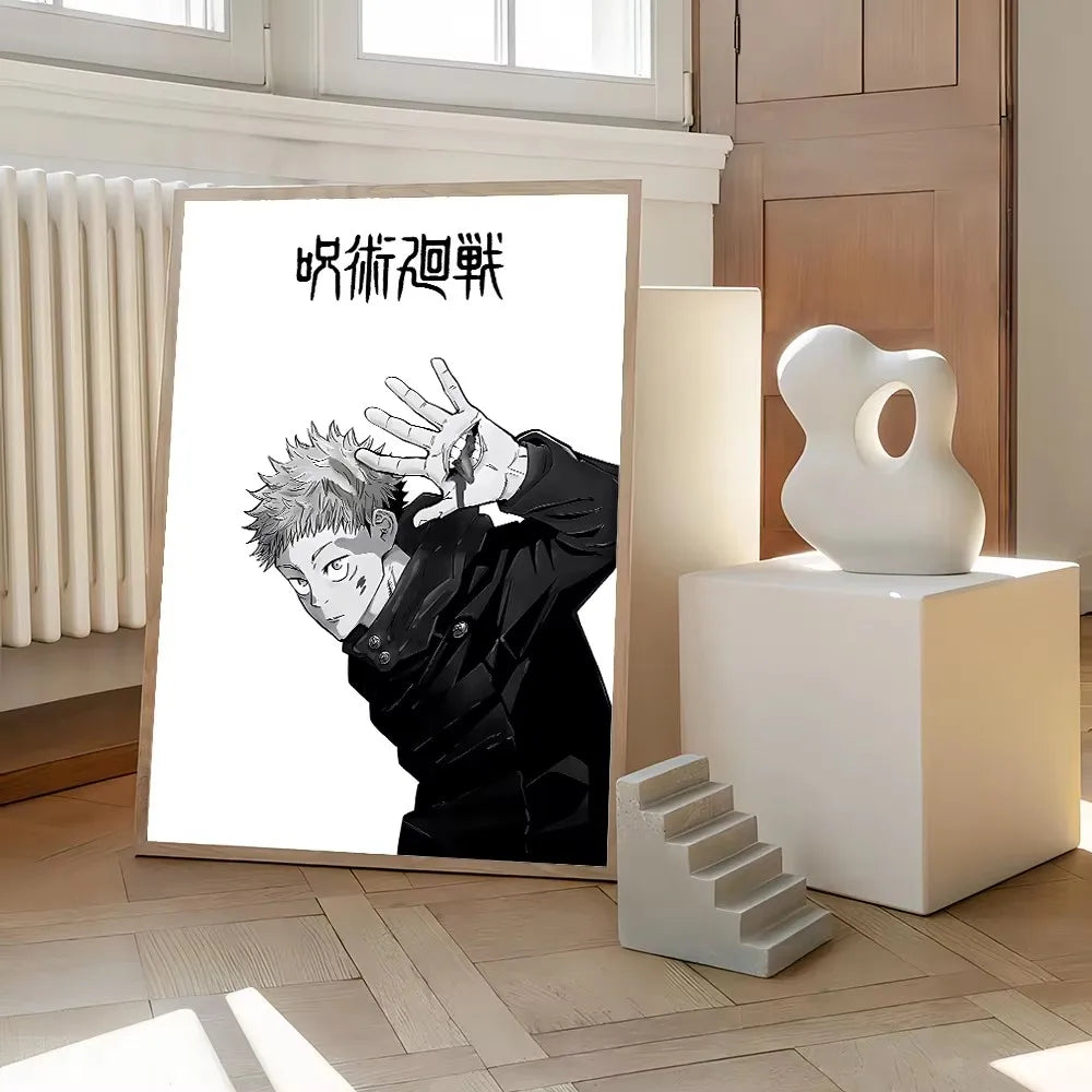 Jujutsu Kaisen Canvas Art – Itadori, Gojo, Fushiguro & Toji Anime Poster (Unframed)