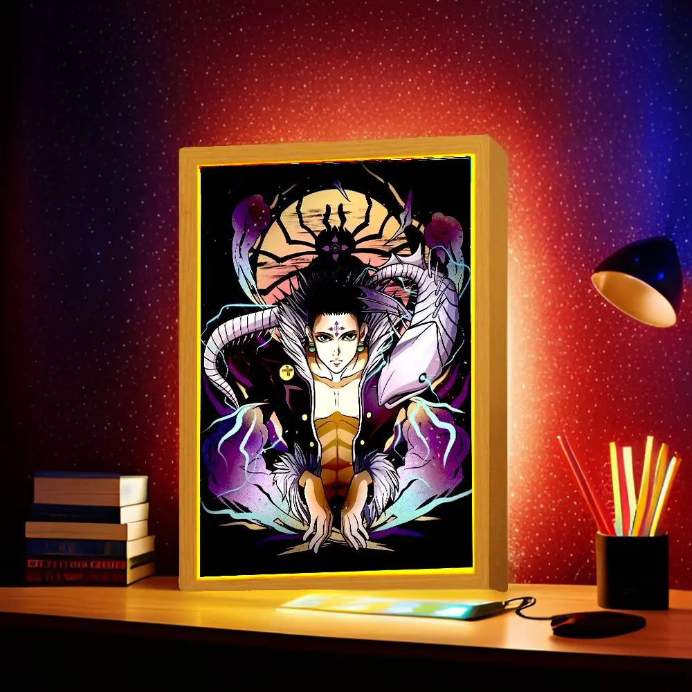 Anime Figure Light Painting Picture Frame Hunter×Hunter Killua Chrollo Led Night Light Moon Lamp Bedroom Home Decor Friends Gift