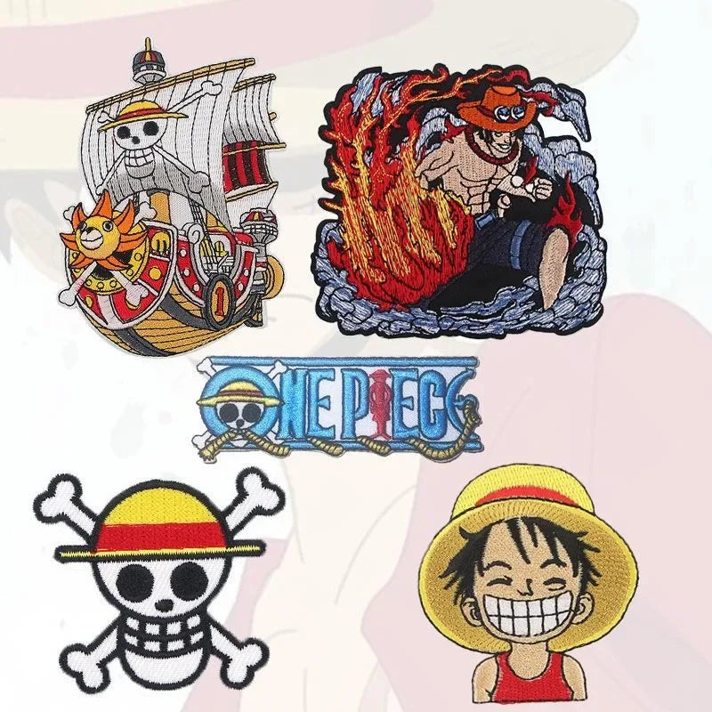 One Piece Luffy Animation Character Embroidery Ironing Cloth Sticker Fashion Clothes DIY Hole Patch Cloth Sticker