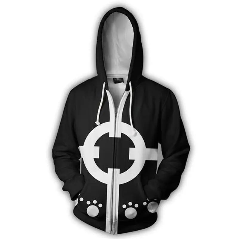 Anime One Piece Luffy Trafalgar D. Water Law Hoodie Cosplay Costume Long Sleeve Sweatshirt Sweater Zip Up Coat Jackets