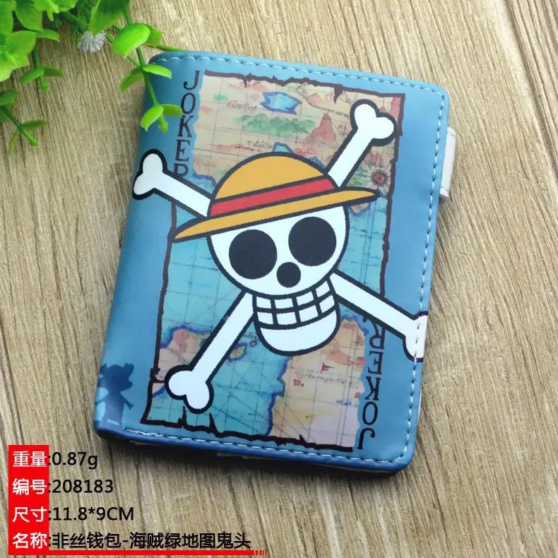 Anime One Piece Figure Wallet Luffy Purse Zoro Ace Bounty Order Skeleton Pattern Pu Kawaii Wallet Card Holder Purse