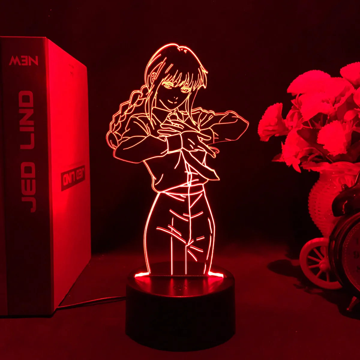 Anime Chainsaw Man Led Acrylic Stand Denji Power Makima Action Figure For Kids Bedroom Decor Nightlight Birthday