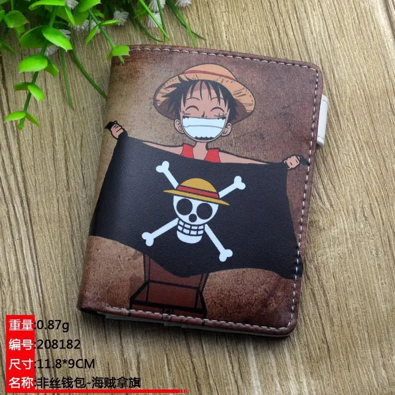 Anime One Piece Figure Wallet Luffy Purse Zoro Ace Bounty Order Skeleton Pattern Pu Kawaii Wallet Card Holder Purse
