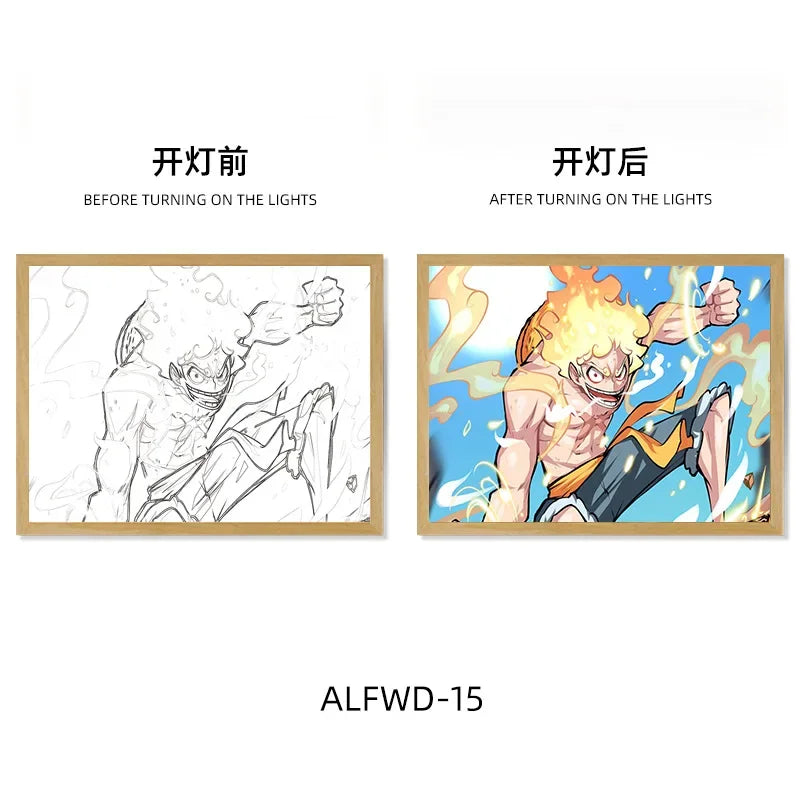 Sun God Nika Luffy Light-Up Frame – One Piece LED Desktop Decor