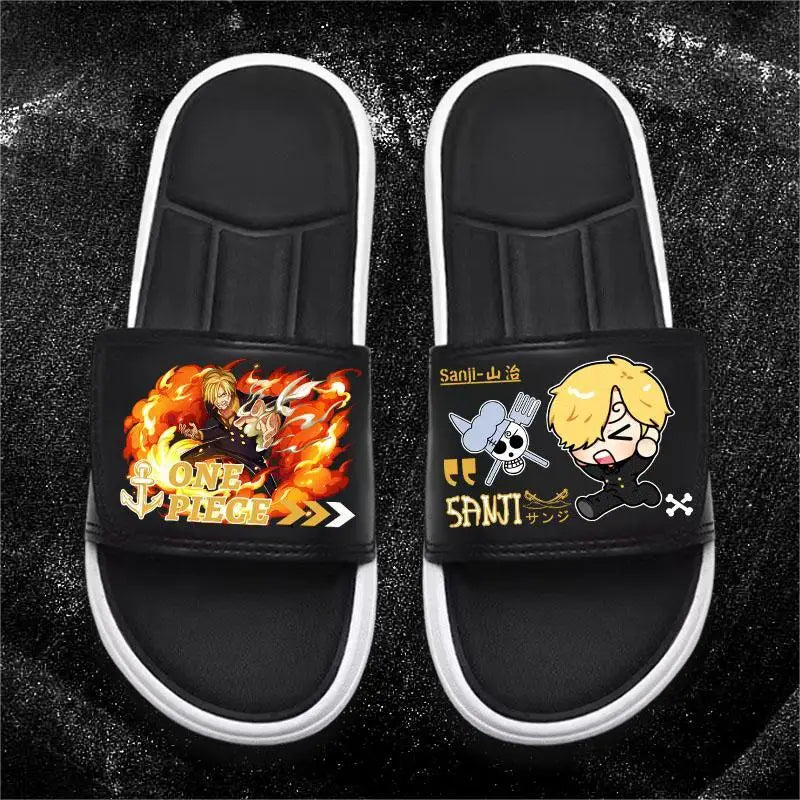 One Piece Anime Luffy Zoro Nami Pattern New Slippers Men and Women Fashionable Flat Outdoor Comfortable Sandals Gift