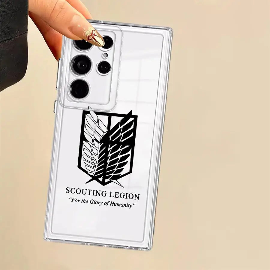 Clear Soft Case for Samsung Galaxy Note 10 20 Ultra S25 Ultra S21 S23 S24 FE S10 Plus S22 S20 Attack On T-Titan Logo