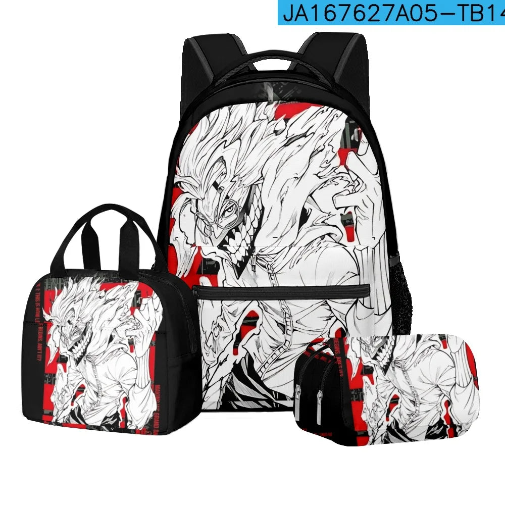 Luxury Popular Novelty DANDADAN 3D Printed 3pcs/Set student School Bags Travel Notebook Backpack Lunch bag Pencil Case