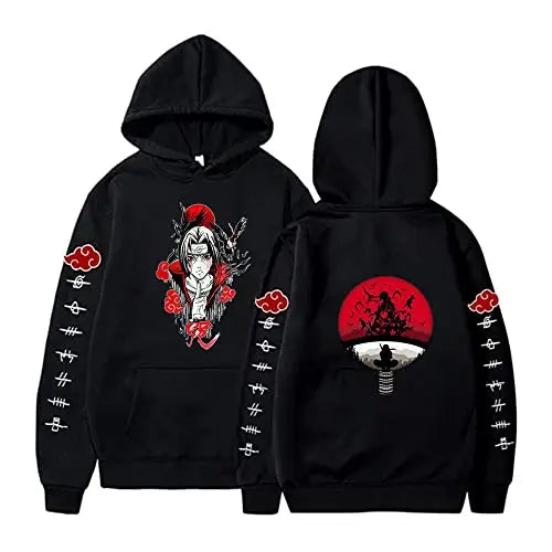 Anime Naruto Akatsuki Red Cloud Hoodie – Unisex Streetwear Pullover Sweatshirt for Men & Women