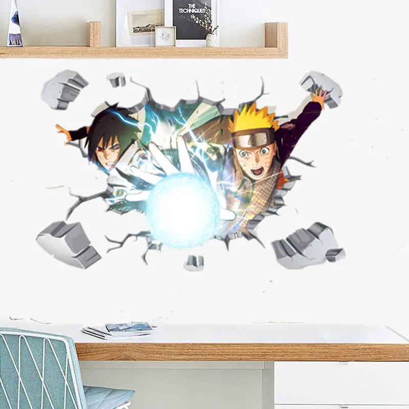 Naruto 3D Stereoscopic Wall Sticker Personality Naruto Student Dormitory Poster Wallpaper Self Adhesive Interior Decoration
