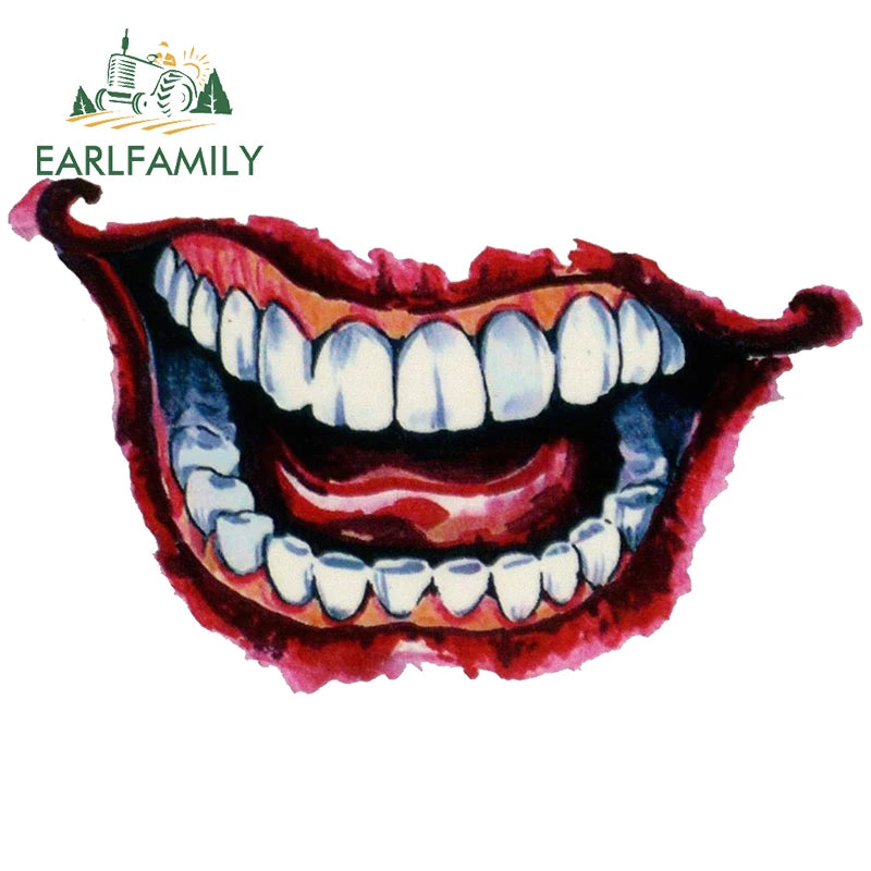 EARLFAMILY 13cm For Scary Devil Tooth Helmet Car Stickers RV JDM Motorcycle Decal Waterproof Camper Van Funny Car Accessories