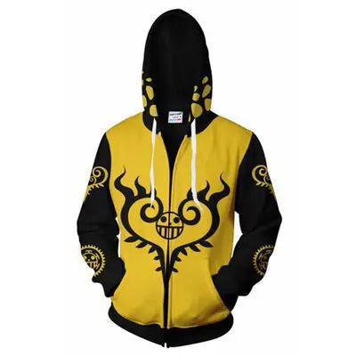 Anime One Piece Luffy Trafalgar D. Water Law Hoodie Cosplay Costume Long Sleeve Sweatshirt Sweater Zip Up Coat Jackets