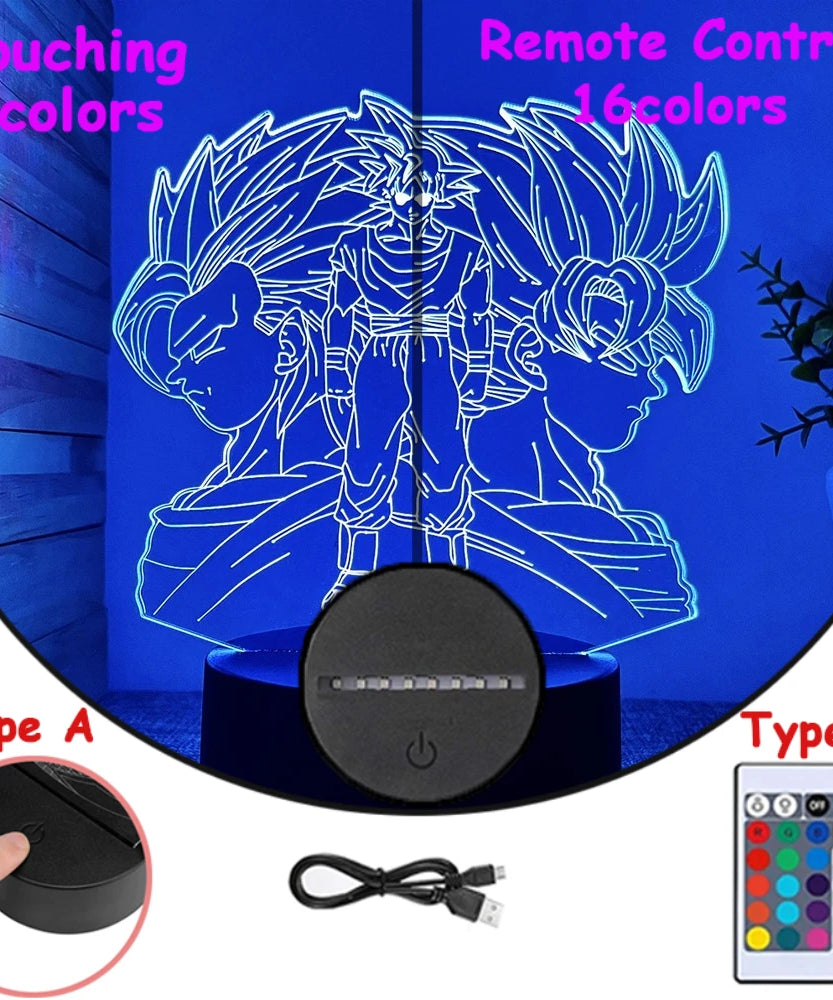 Dragon Ball Z Anime Figures 3D LED Light Childhood Desk Lamp Goku Figure Vegeta Gohan Anime Figures Room Decor Birthday Gift
