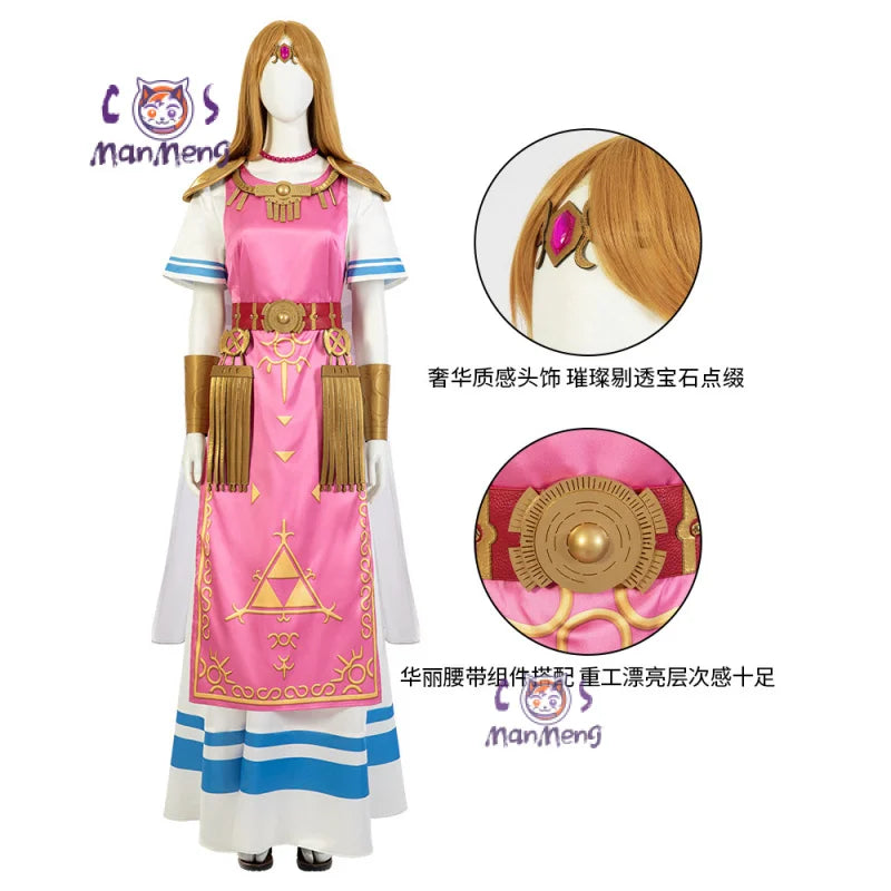 Game SSB Zelda Cosplay Costume Zelda princess Wig shoes ears props Accessorie party carnival set Woman uniform complete set