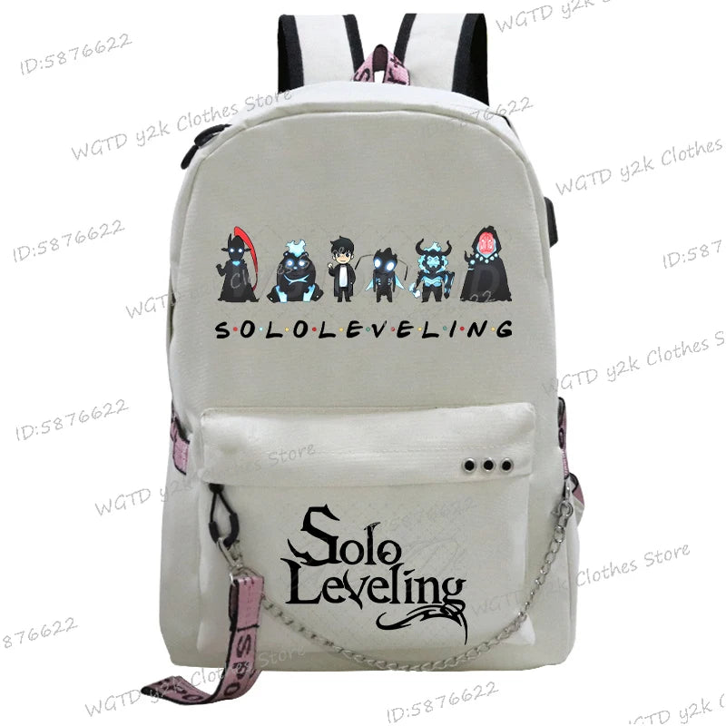 Cute Funny Solo Leveling Anime School Backpack for Teenager Bookbag Fashion Student Zipper Travel Rucksack Women Men Back Pack