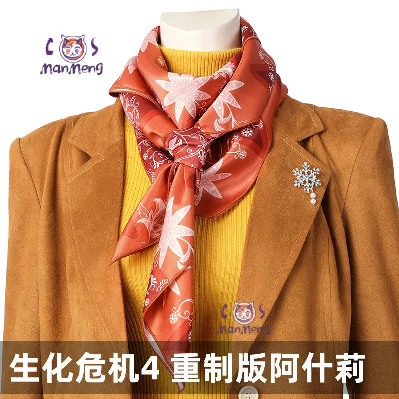 Game Resident 4 Remake Ashley Graham Evil Cosplay Costume Shoes Orange Jacket Coat Halloween Carnival Party Role Disguise Clothe