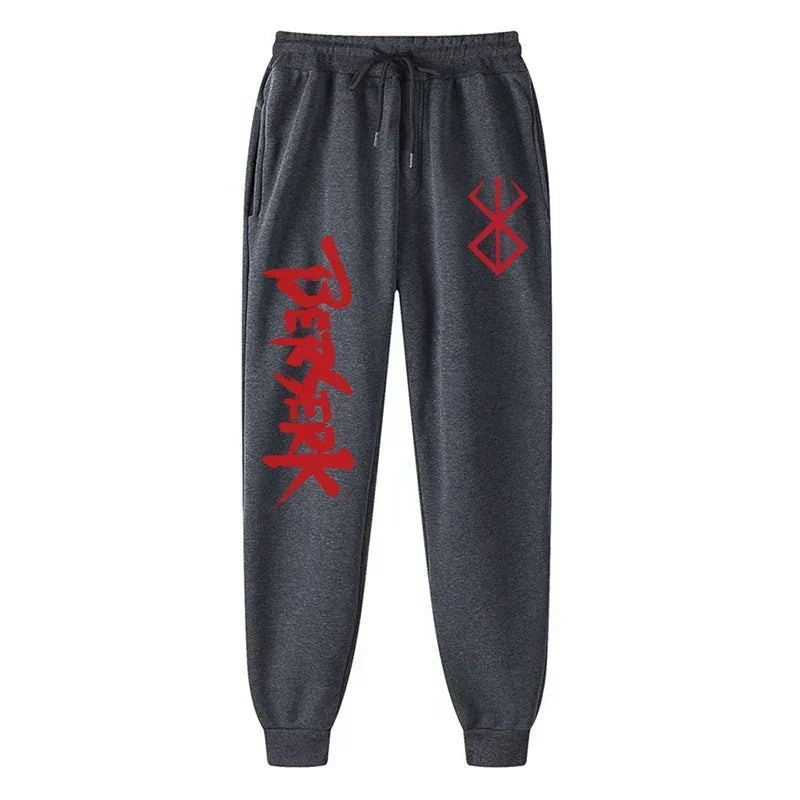 Men's berserk animated printed sportswear pants sports jogging pants casual polar lining pocket pants