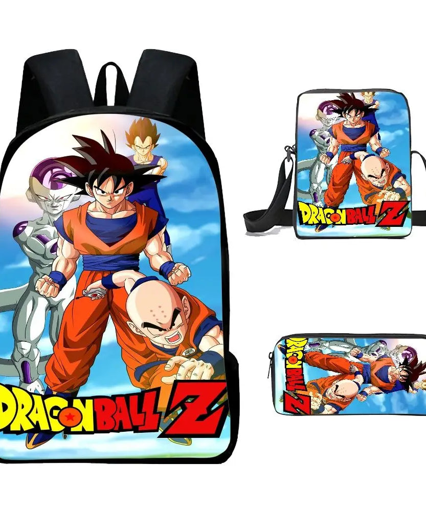 Dragon Ball Anime Goku Vegeta Frieza Large Capacity Cool Student School Bag Lunch Bag Pencil Bag Three-piece Set Gift
