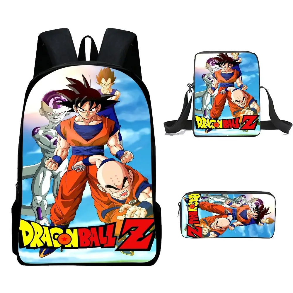 Dragon Ball Anime Goku Vegeta Frieza Large Capacity Cool Student School Bag Lunch Bag Pencil Bag Three-piece Set Gift