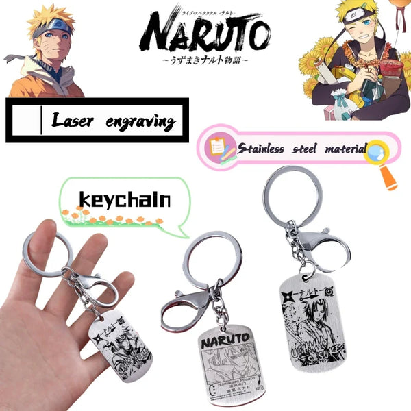 Naruto Titanium Steel Anime Keychain Pendant – Uchiha Itachi, Sasuke & Kakashi