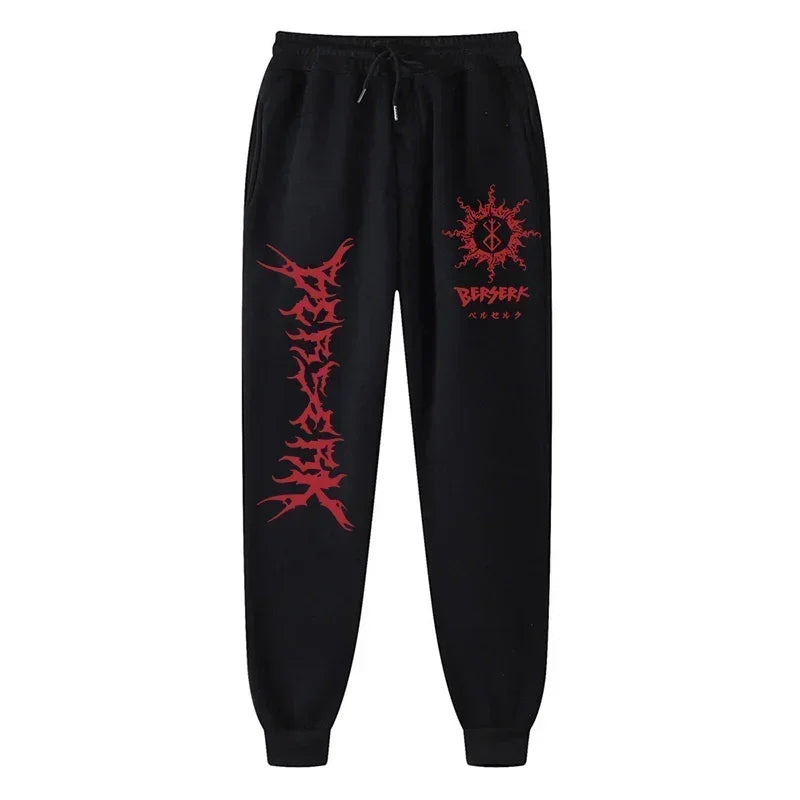 Men's berserk animated printed sportswear pants sports jogging pants casual polar lining pocket pants