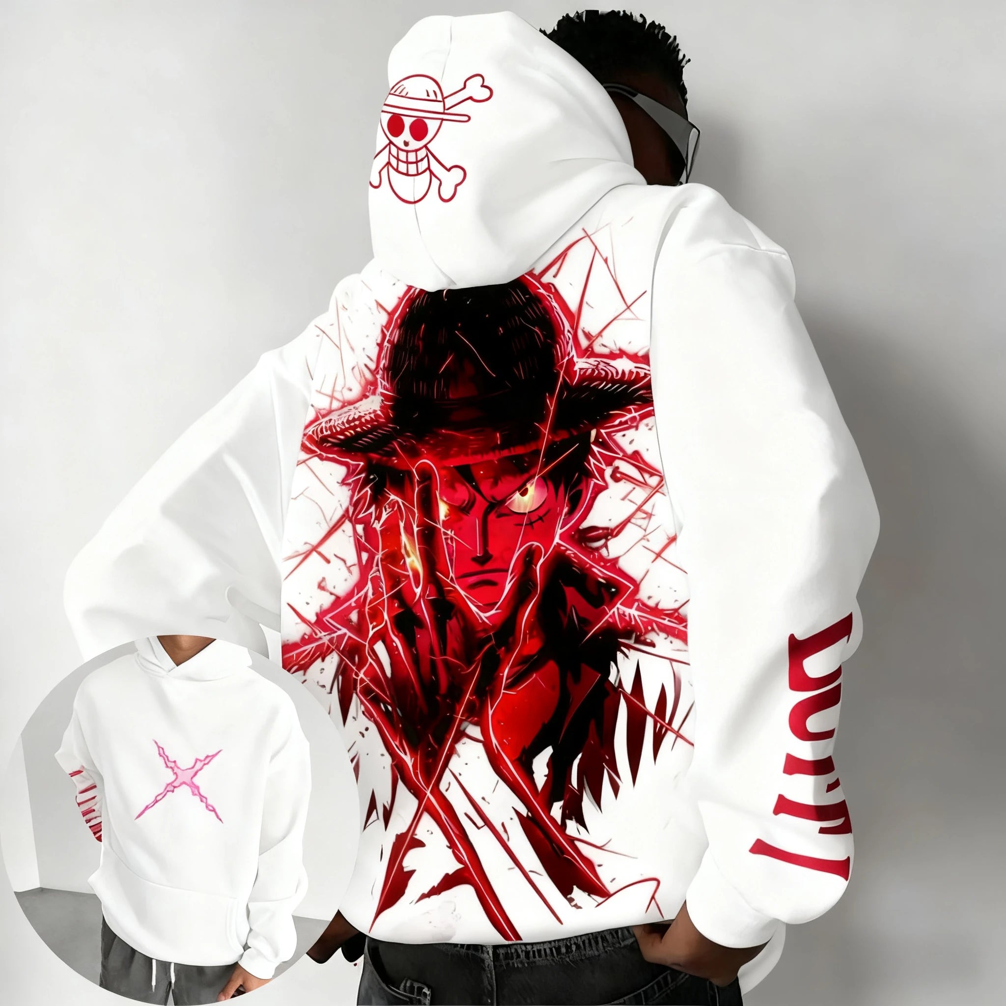 One Piece Luffy Autumn/Winter New Hoodie Men's Street Anime Printed Loose Casual American Hip Hop Parent Child Sweater Top