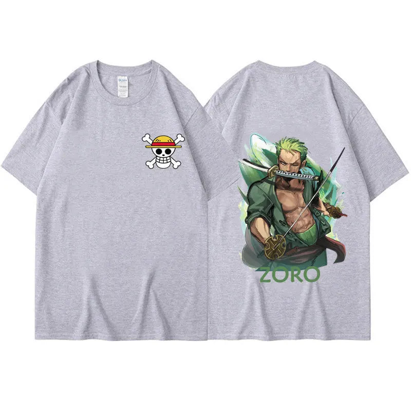 Anime ONE PIECE Sauron Printing Men's and Women's Loose Casual Short Sleeve One Piece Summer Couple T-Shirt Top Birthday