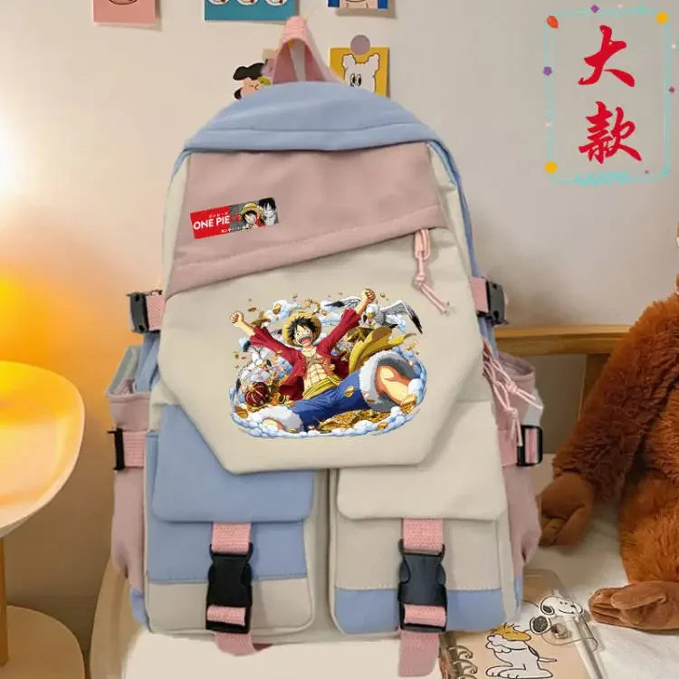 anime One Piece Luffy Zoro anime backpack large capacity student school bag male campus Korean version backpack birthday gift