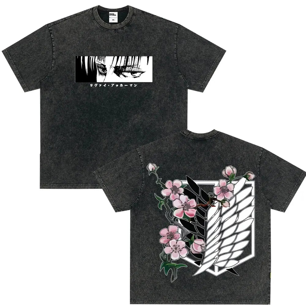 Summer Wears Anime Anime Attack on Titan Classic Cotton T-shirts New Style Washed T-shirt Fashion Streetwears Men