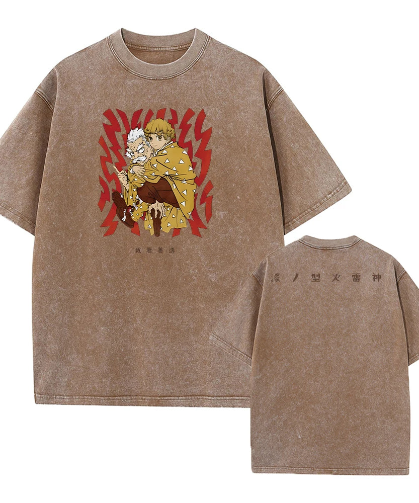 Vintage Demon Slayer Harajuku Tee – Oversized Anime Streetwear Unisex T-Shirt