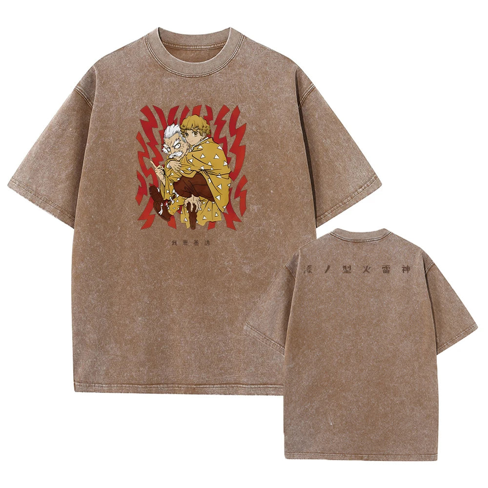 Vintage Demon Slayer Harajuku Tee – Oversized Anime Streetwear Unisex T-Shirt