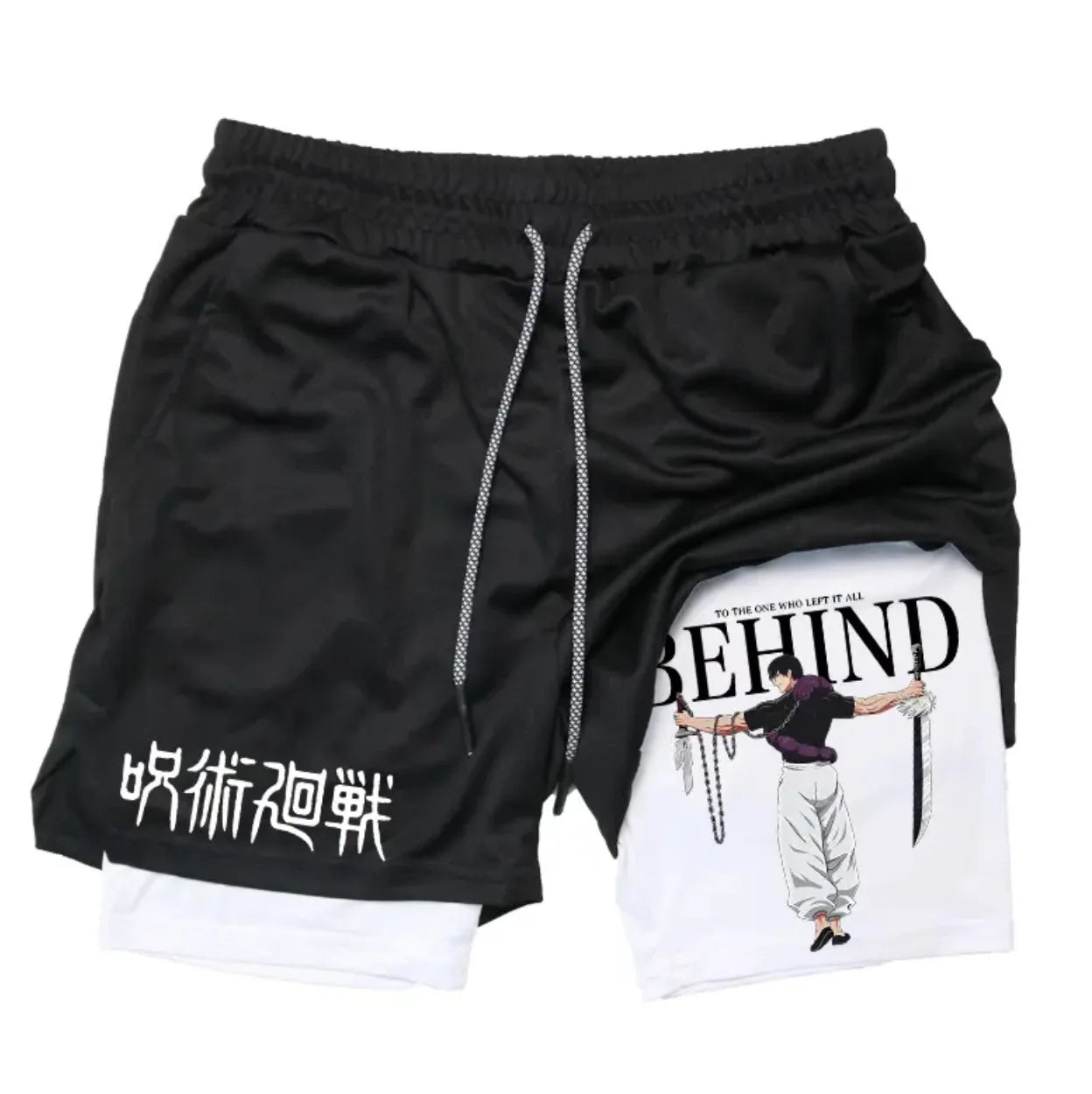 Anime Jujutsu Kaisen Performance Yuji Print Sport Running 2 in 1 Gym Shorts Training Men's Summer Workout Sportwear Y2K Shorts