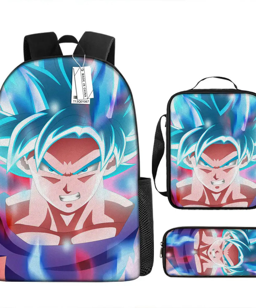 Dragon Ball Anime Goku Vegeta Frieza Large Capacity Cool Student School Bag Lunch Bag Pencil Bag Three-piece Set Gift