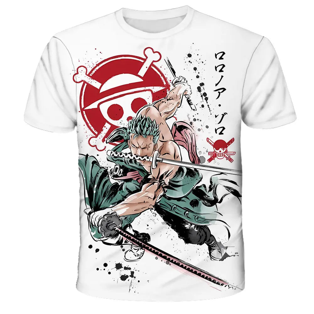 Hot Selling One Piece 3D Printing Fashion Children's Anime Luffy Men's Clothing Children's Boys' T-shirt Summer Short Sleeved