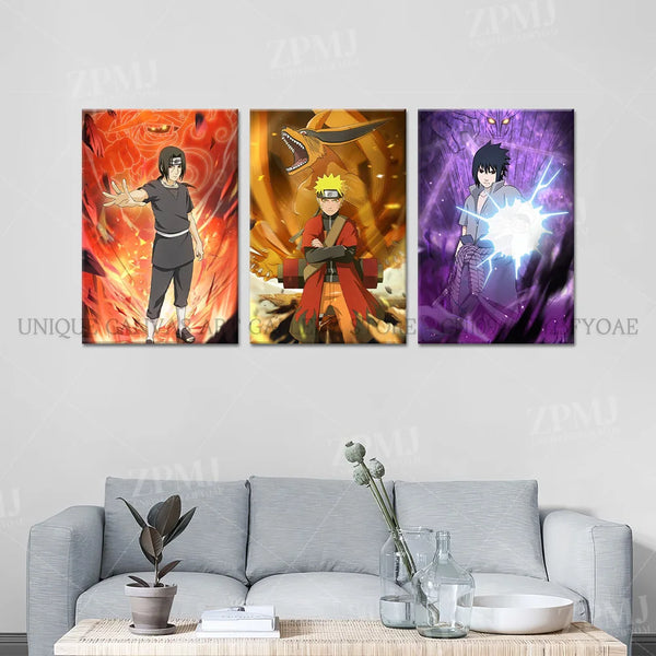 Uzumaki Naruto & Uchiha Itachi Canvas Painting Wall Art – HD Print Poster Home Decor
