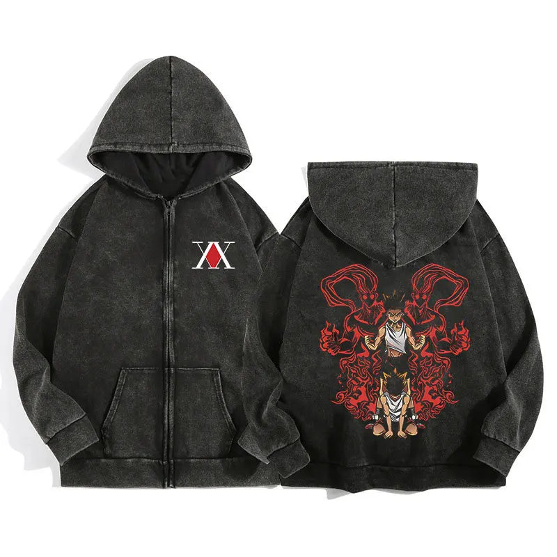 Hunter x Hunter Zip-Up Hoodie – Unisex Anime Streetwear Pullover