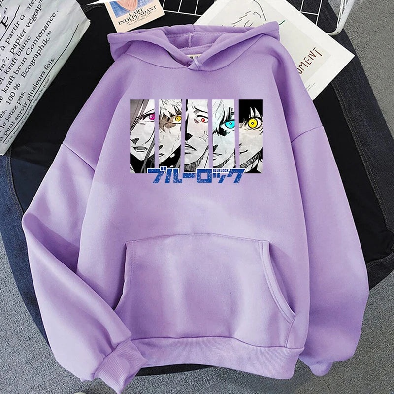 Anime Blue Lock Print Sweatshirt Women'S Casual Top Harajuku Fashion Hooded Sweatshirt Long Sleeve