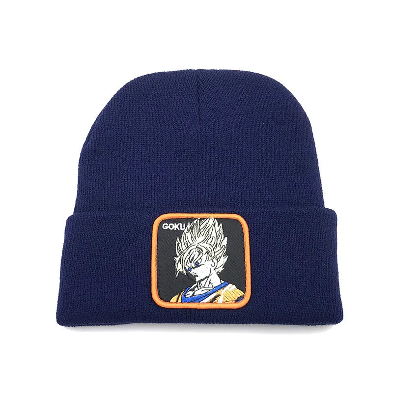 Autumn Winter Dragon Ball Knitted Cap Son Goku Vegeta Warm Beanies Hat Adult Unisex Outdoor Embroidery Bonnet Christmas Gifts